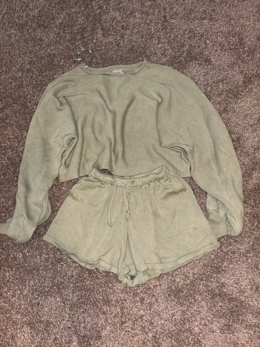 Princess Polly Sage Green Knit Crop Top